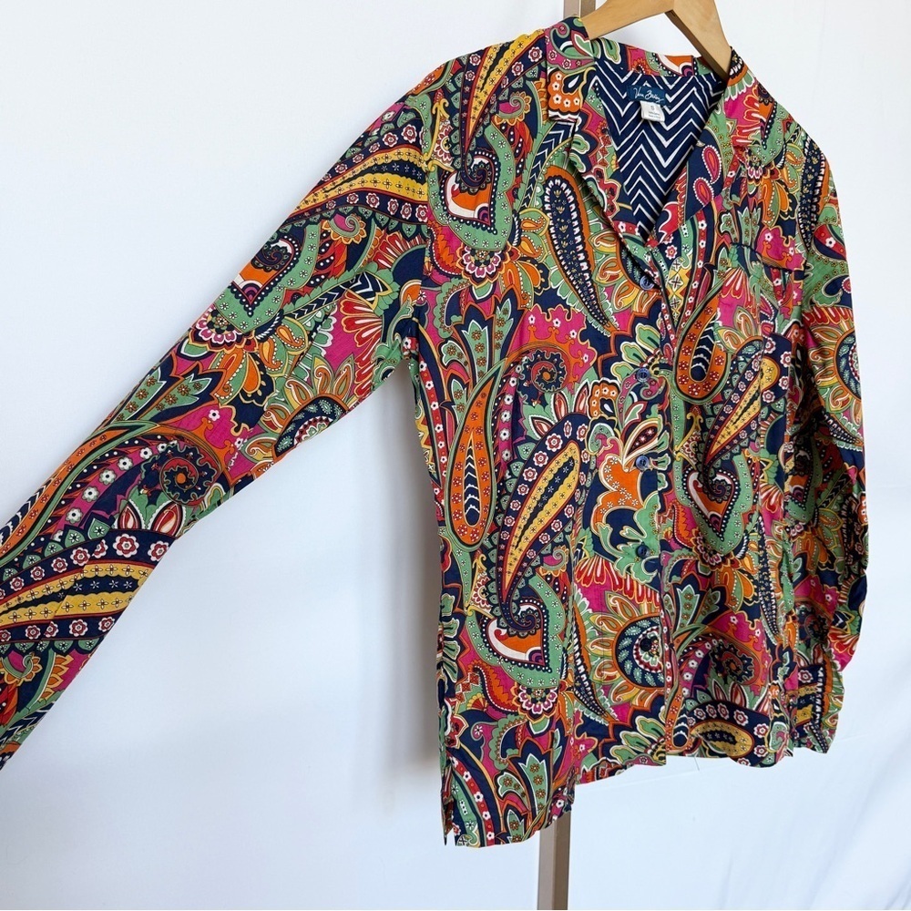 Vera Bradley Women's Paisley Blouse Multicolor Long Sleeve Button Front Size S - Picture 6 of 10